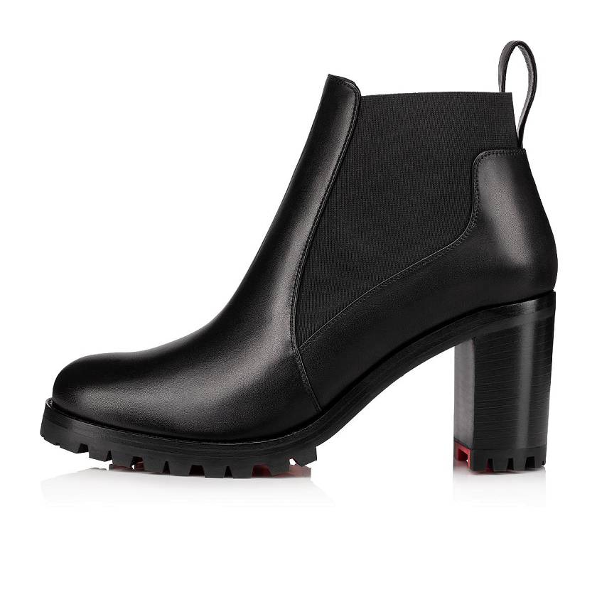Women's Christian Louboutin Marchacroche 70mm Leather Chelsea Boots - Black [6957-213]